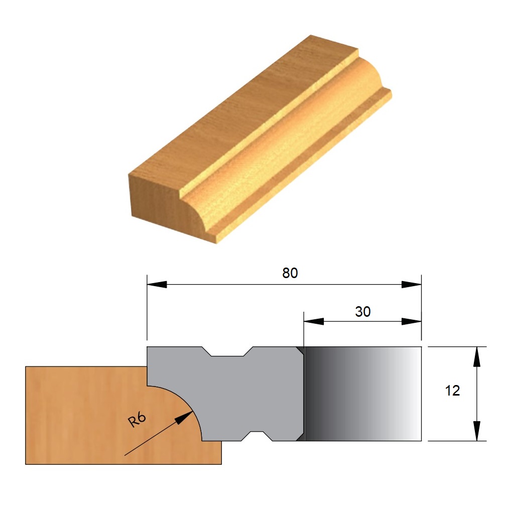 Fresa para Moldura de Aço Ø80 x 12 x 30 (Direita) - Cód. 2402.01